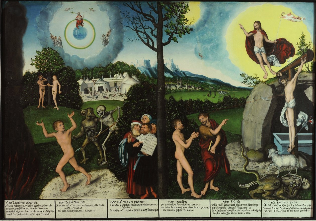 Kárhozat és Megváltás. Törvény és kegyelem alkotó: Lucas Cranach the Elder
