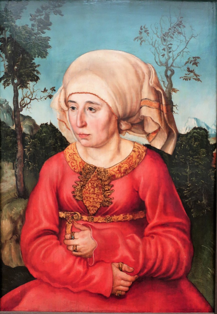 Német: Bildnis der Frau eines Rechtsgelehrten Egy jogász feleségének portréja alkotó: Lucas Cranach the Elder