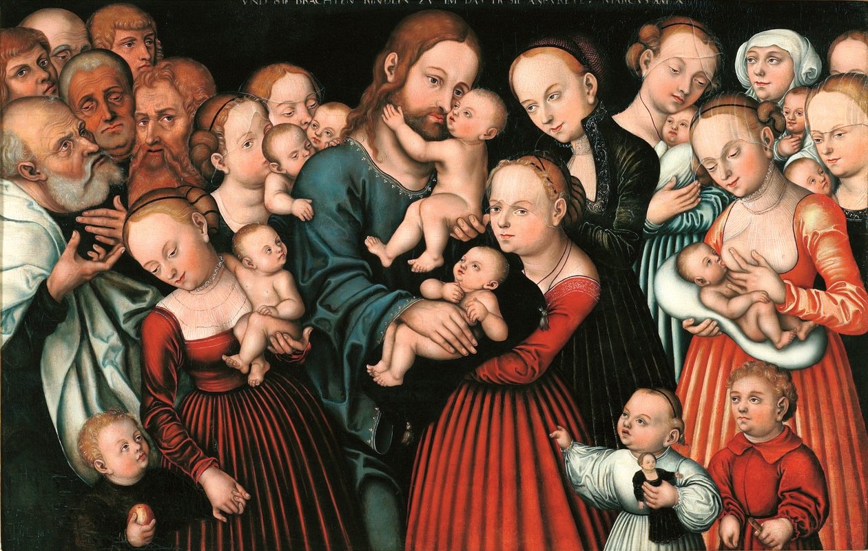 Német: Christus segnet die Kinder Krisztus megáldja a gyermekeket. alkotó: Lucas Cranach the Elder