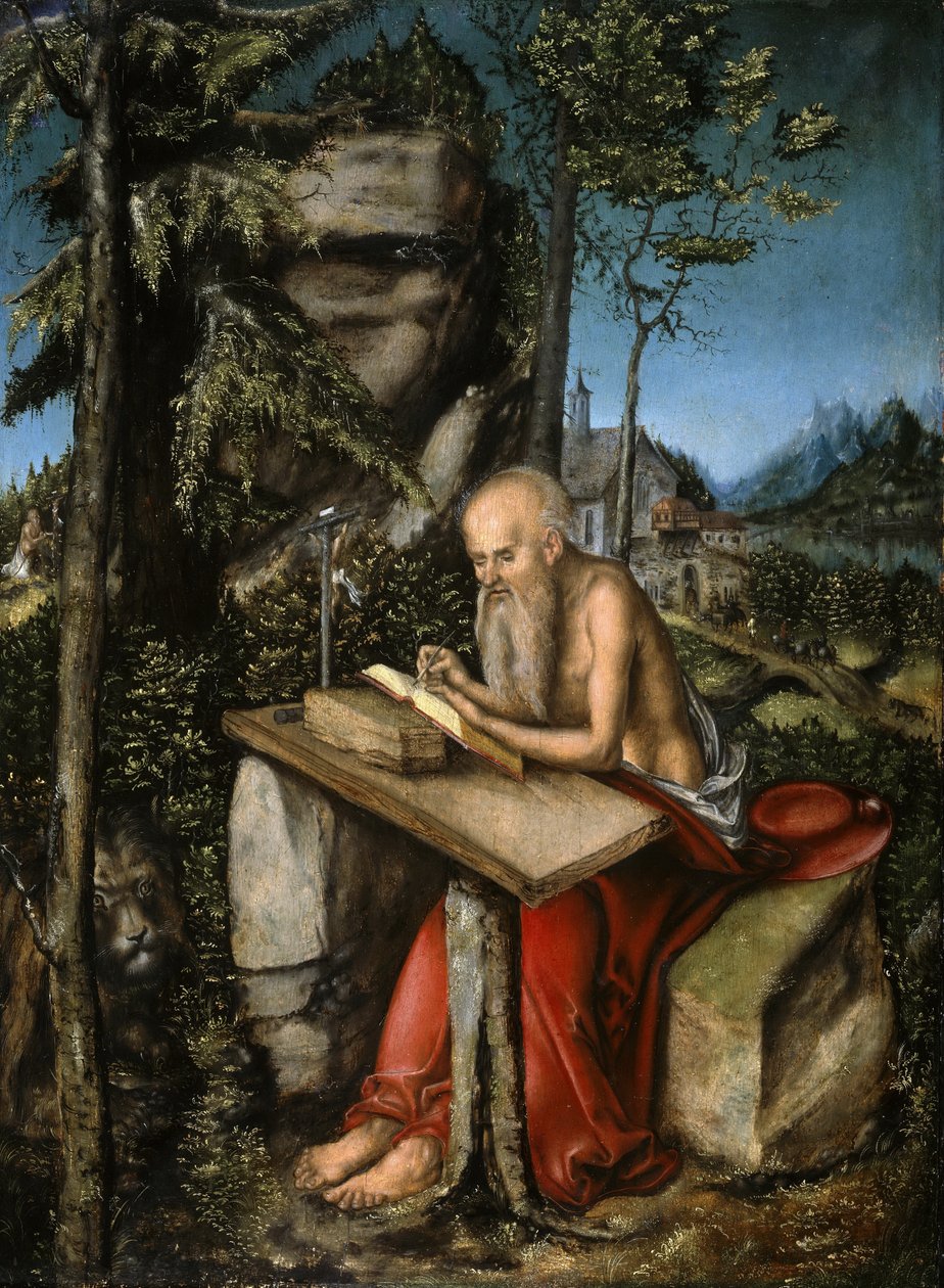 Német: Szent Jeromos a sziklás tájban Szent Jeromos a sziklás tájban alkotó: Lucas Cranach the Elder
