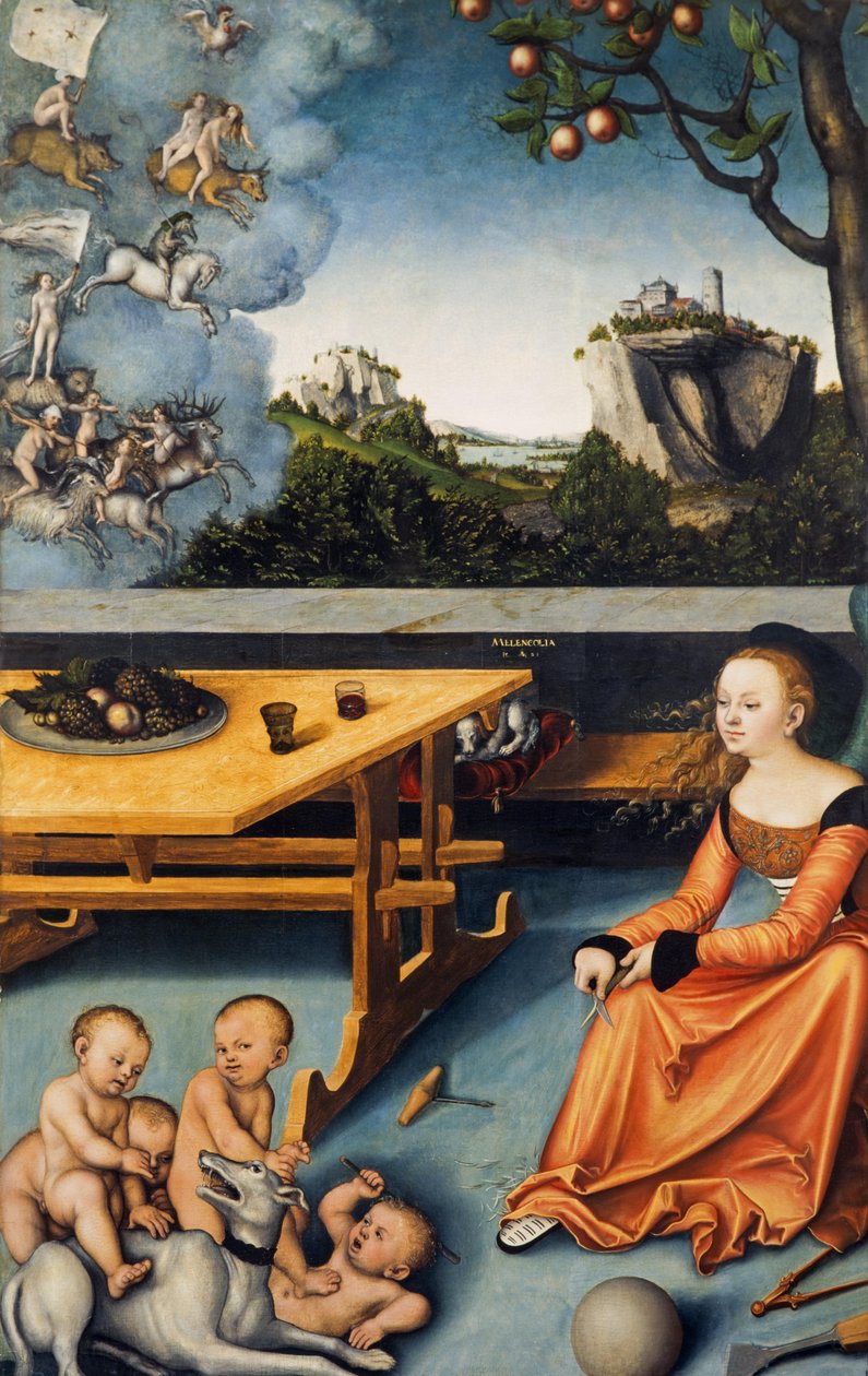 Német: Die Melancholie A melankólia allegóriája alkotó: Lucas Cranach the Elder