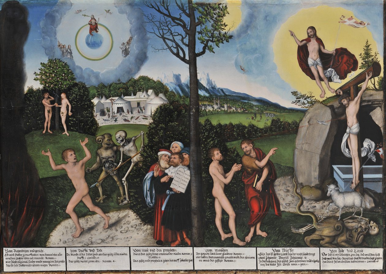 Német: Gesetz und Gnade Kárhozat és megváltás / Törvény és kegyelem alkotó: Lucas Cranach the Elder