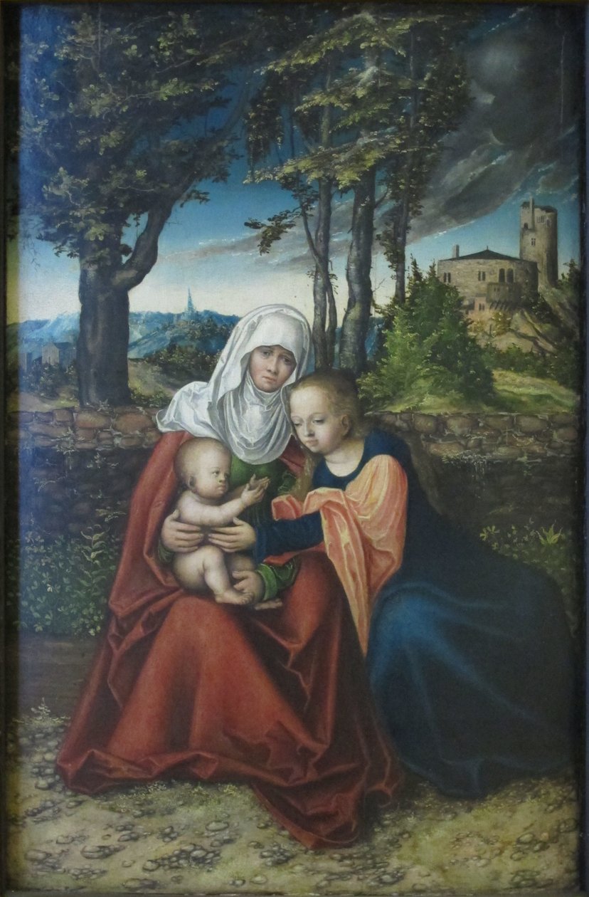 Németül: Hl. Anna Selbdritt Madonna és gyermeke Szent Annával. alkotó: Lucas Cranach the Elder