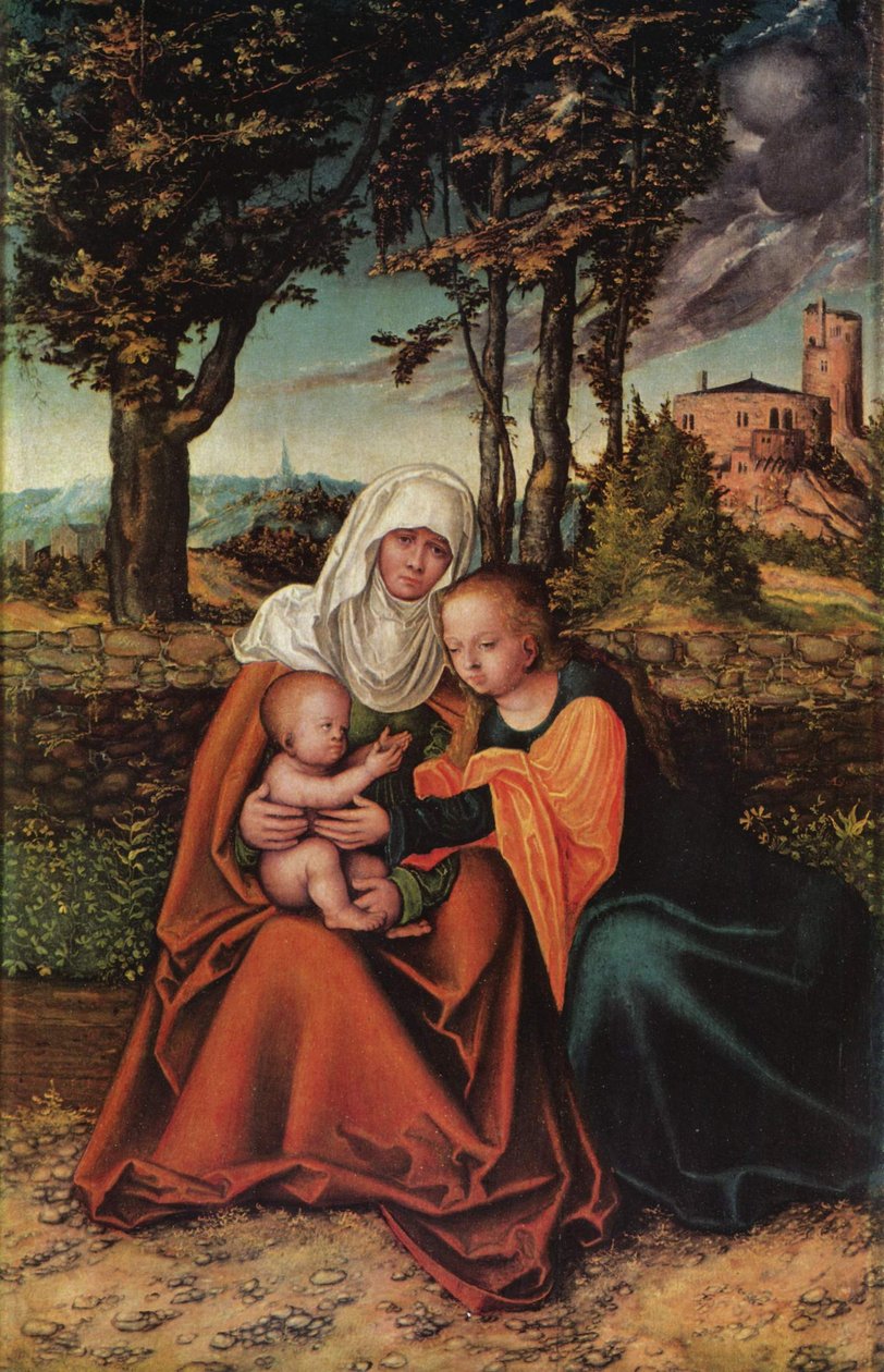 Németül: Hl. Anna Selbdritt A Szűz és gyermeke Szent Annával alkotó: Lucas Cranach the Elder