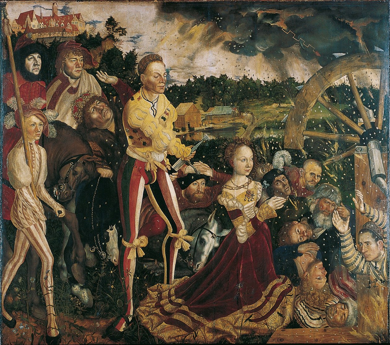 Német: Katharinenaltar (Mitteltafel) Oltárkép Szent Katalin mártíromságával alkotó: Lucas Cranach the Elder