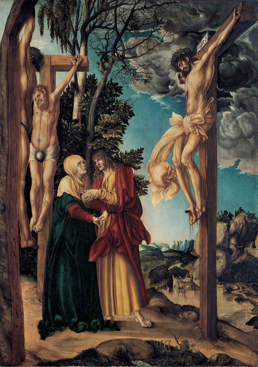 Német: Klage unter dem Kreuz Krisztus siratása / A schleißheimi keresztre feszítés alkotó: Lucas Cranach the Elder