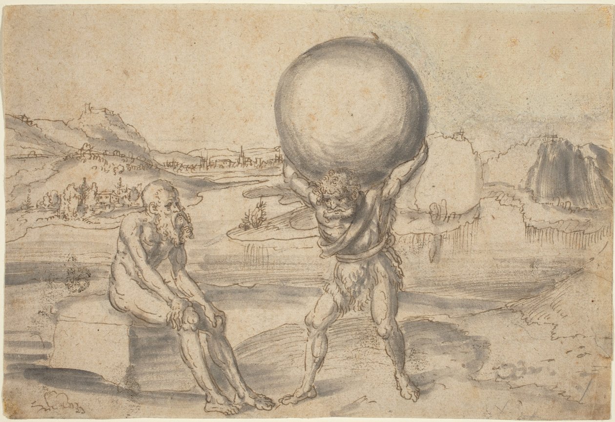 Herkules megkönnyebbülése a Földgömb atlasza alkotó: Lucas Cranach the Elder
