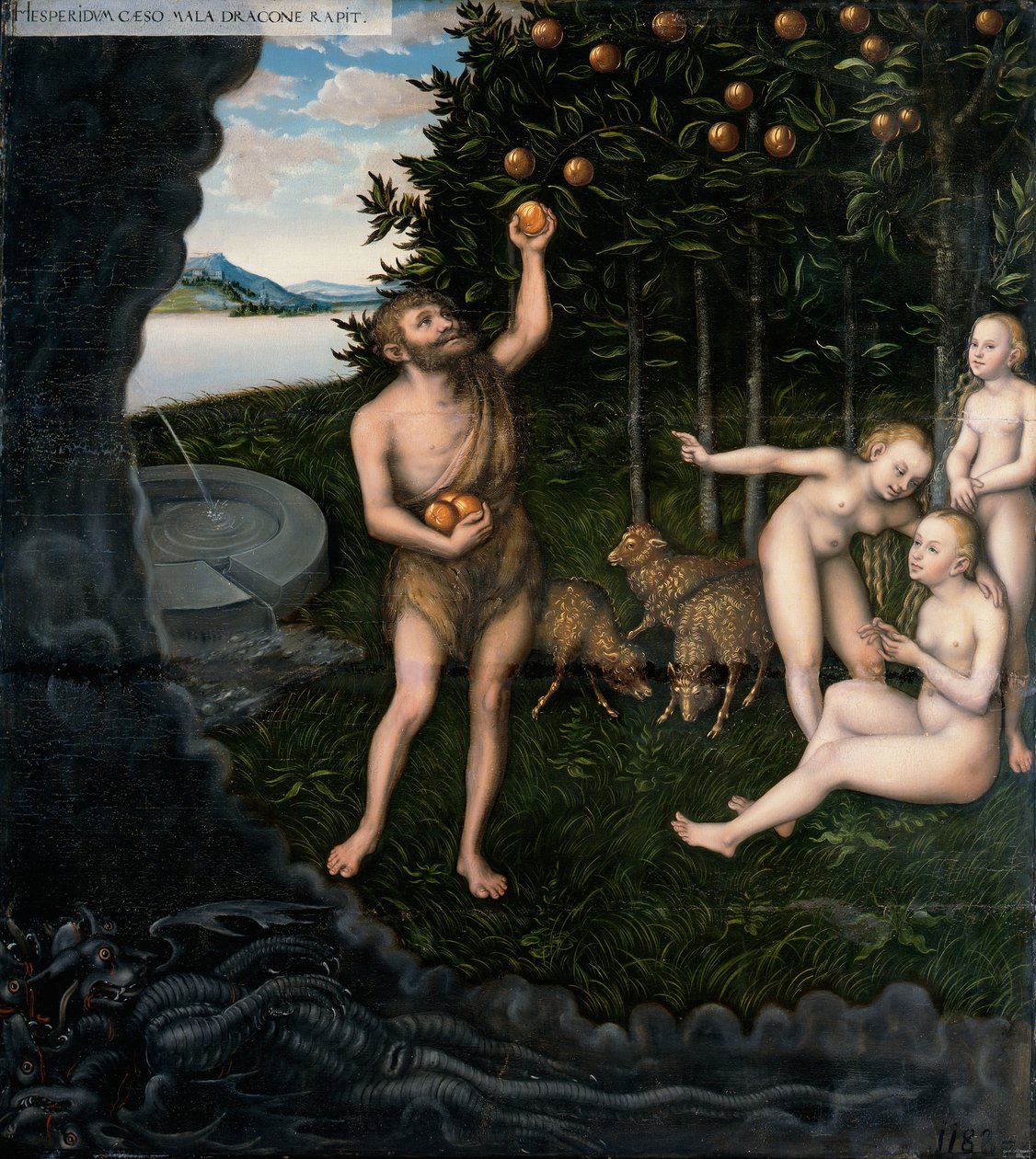 Herkules ellopja az almát a Heszperidáktól Herkules munkásságából alkotó: Lucas Cranach the Elder