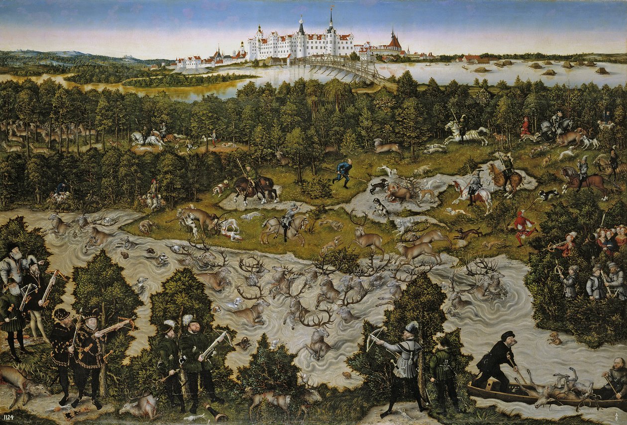 Vadászat I. Ferdinánd császár tiszteletére a Torgau-kastélyban alkotó: Lucas Cranach the Elder