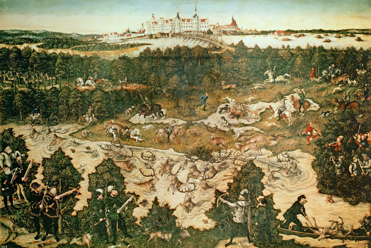 Vadászat V. Károly császár tiszteletére a Hartenfels-kastély közelében, Torgauban, 1544 (lásd még: 38682, 72409 és 498129) alkotó: Lucas Cranach the Elder