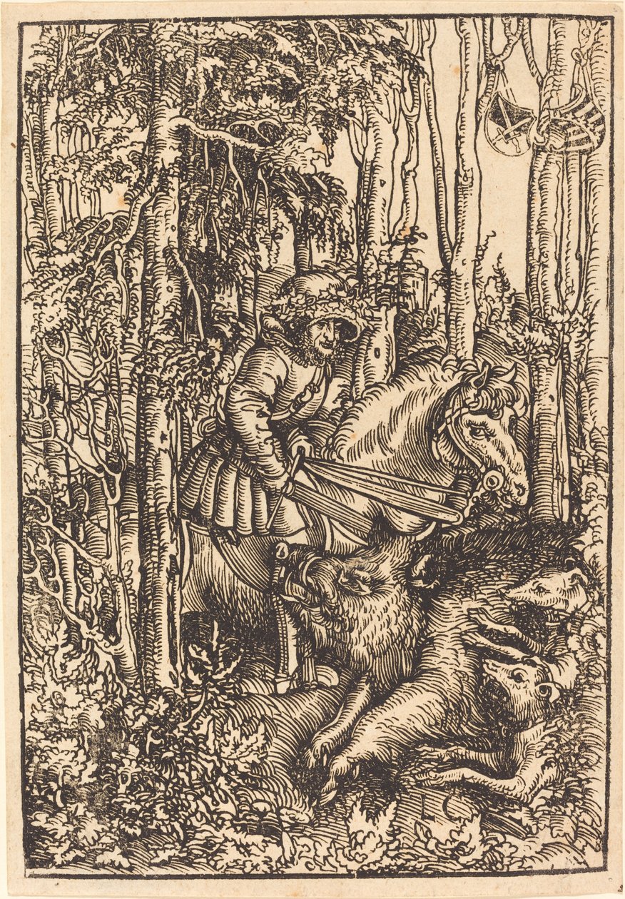 Vadász lóháton Vaddisznóra vadászik alkotó: Lucas Cranach the Elder