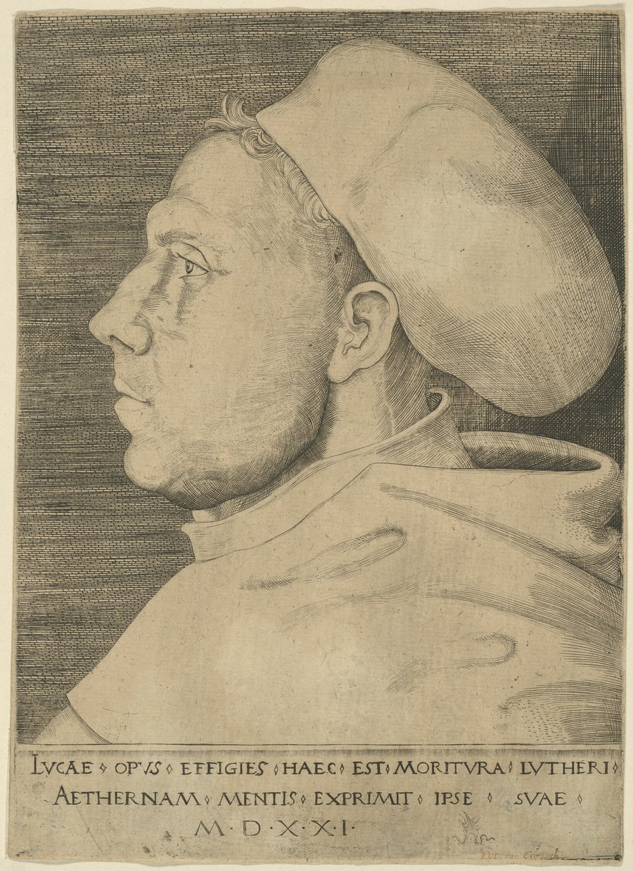 Luther, mint Augustinus szerzetes, sapkával alkotó: Lucas Cranach the Elder