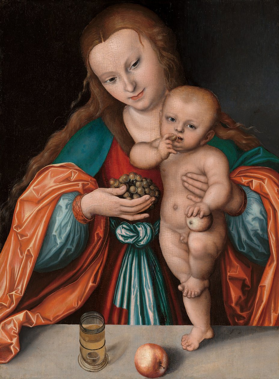 Madonna és gyermeke, valószínűleg c. 1535 vagy utána. alkotó: Lucas Cranach the Elder