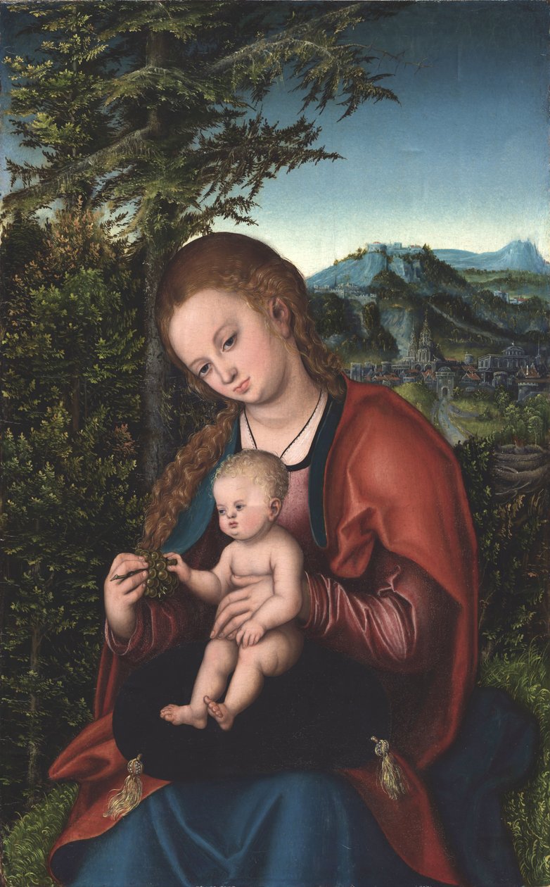 Madonna és a gyermek egy tájban" alkotó: Lucas Cranach the Elder