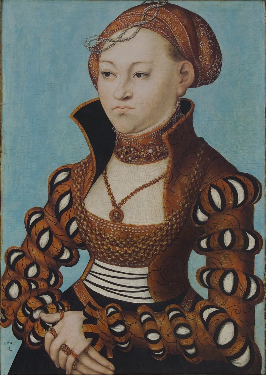 Mária szász hercegnő portréja menyasszonyi koronával alkotó: Lucas Cranach the Elder