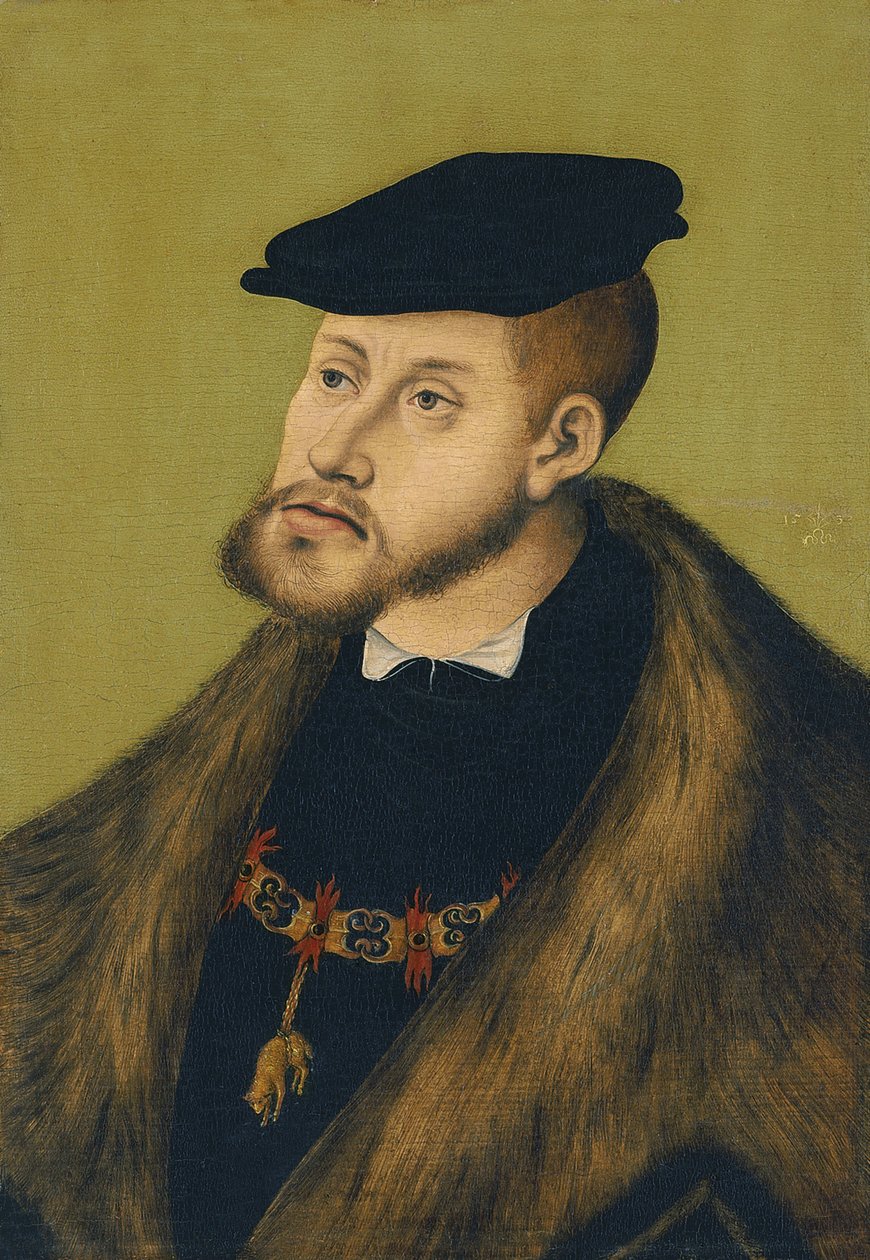 V. Károly császár portréja 1500-1558, 1533 alkotó: Lucas Cranach the Elder