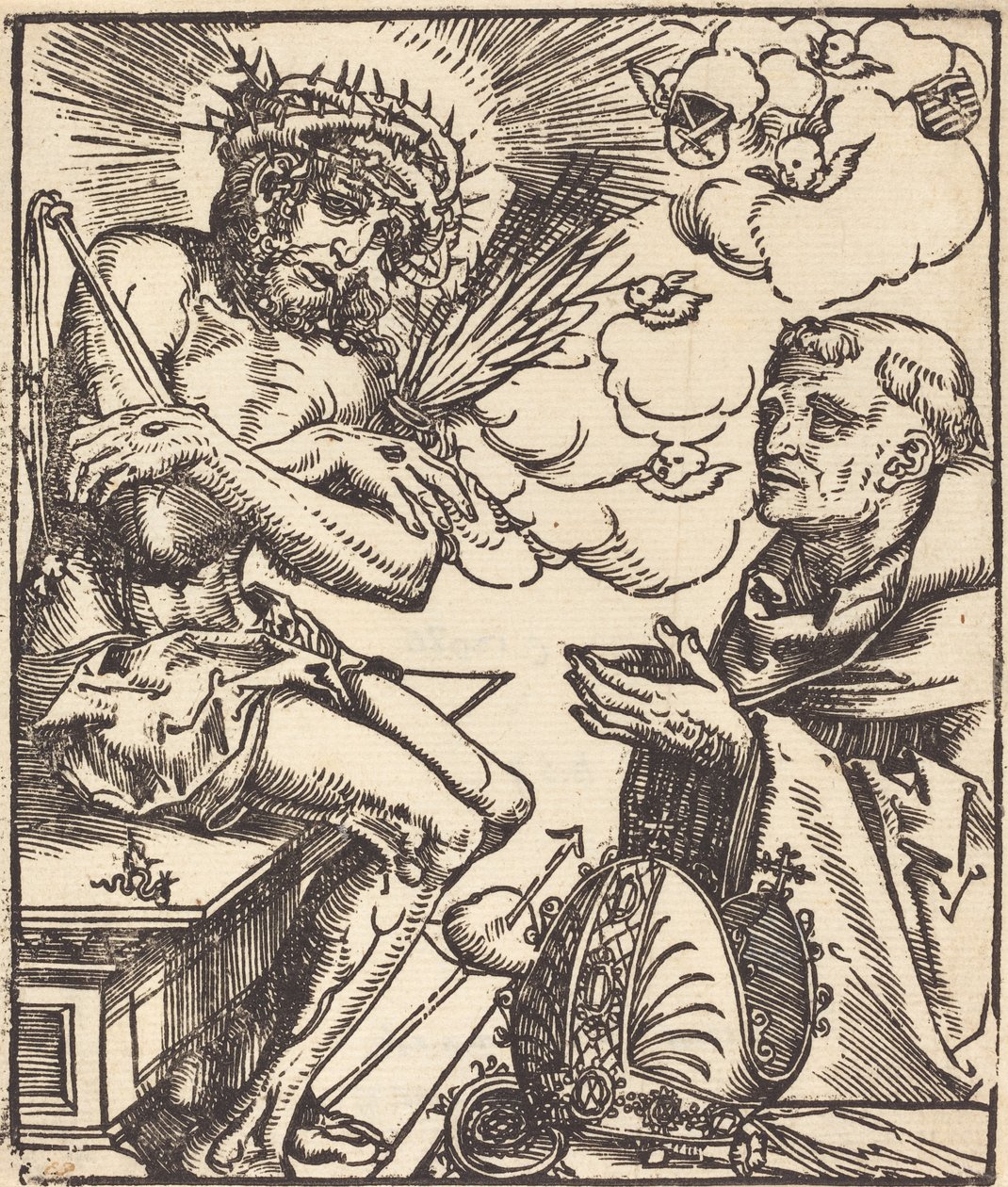 Szent Bernát a fájdalmak emberét imádja alkotó: Lucas Cranach the Elder