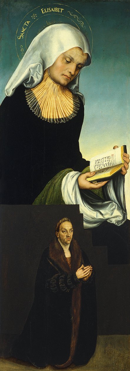 Szent Erzsébet és György, szász herceg, mint adományozó [recto, bal szárny] alkotó: Lucas Cranach the Elder