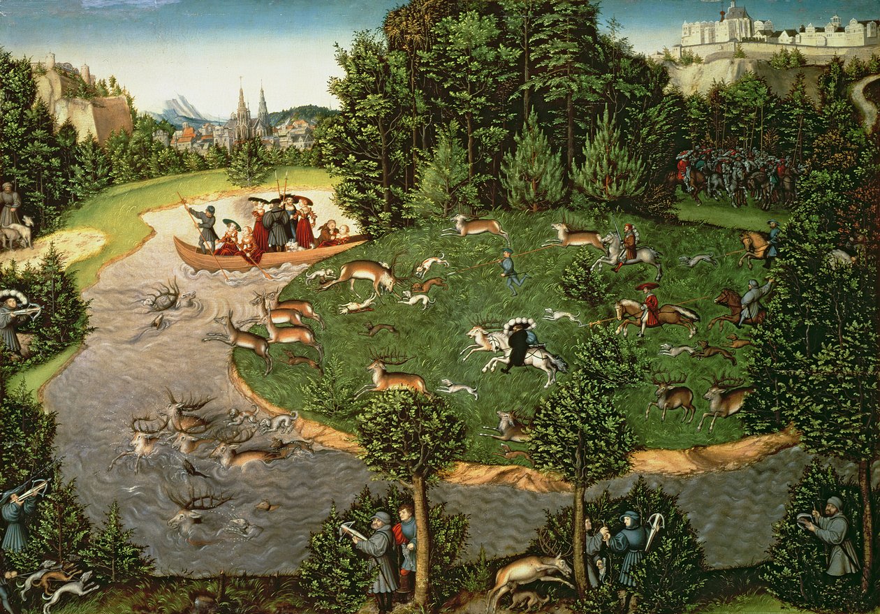 Bölcs III. Friedrich választófejedelem szarvasvadászata, 1529 (panel) alkotó: Lucas Cranach the Elder
