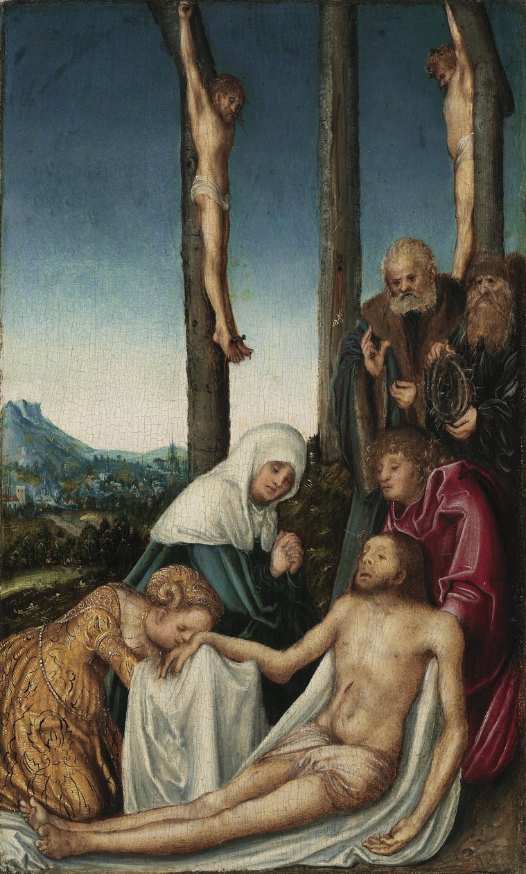 A siralom a keresztre feszített két tolvajjal alkotó: Lucas Cranach the Elder