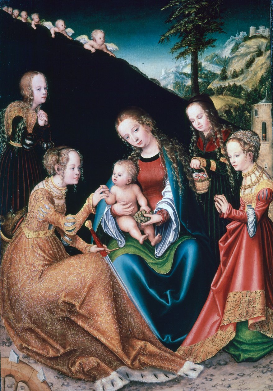 Szent Katalin misztikus házassága, 1516-1518 alkotó: Lucas Cranach the Elder