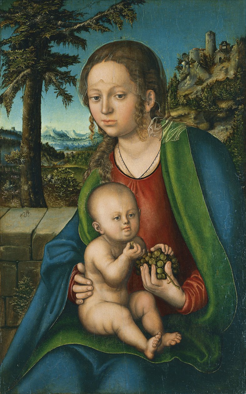 Szűz gyermekkel szőlőfürttel, kb. 1509-1510 alkotó: Lucas Cranach the Elder
