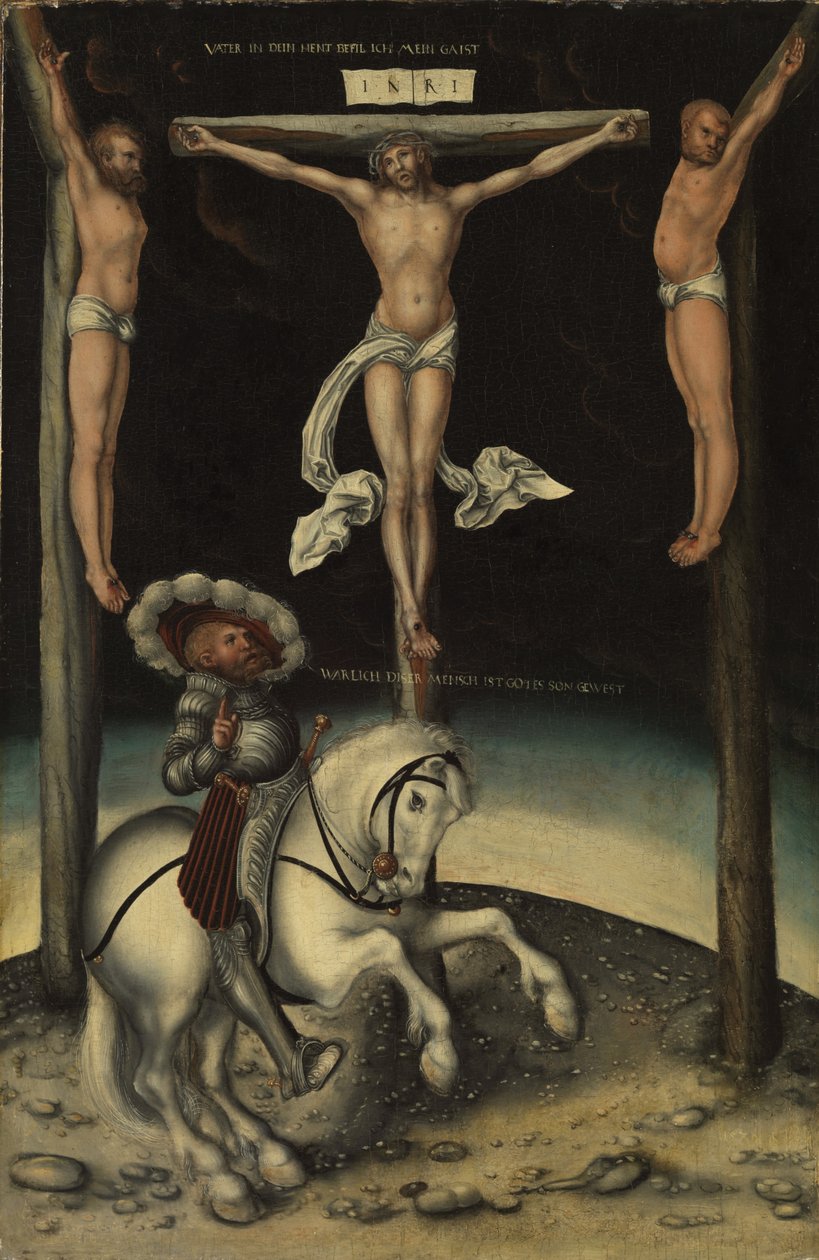Longinus százados Krisztus és a két tolvaj keresztjei között, 1539 alkotó: Lucas Cranach the Elder
