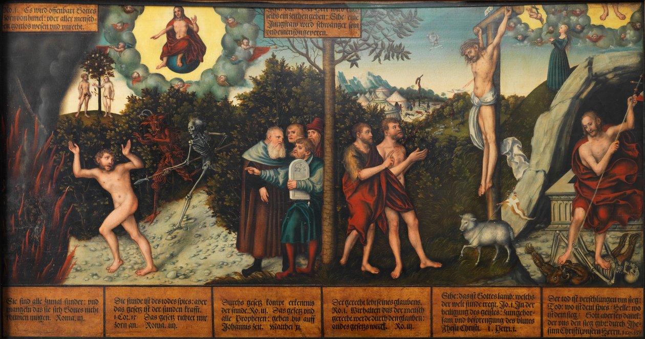 Németül: A törvény és a kegyelem allegóriája Törvény és kegyelem alkotó: Lucas Cranach the Elder and workshop