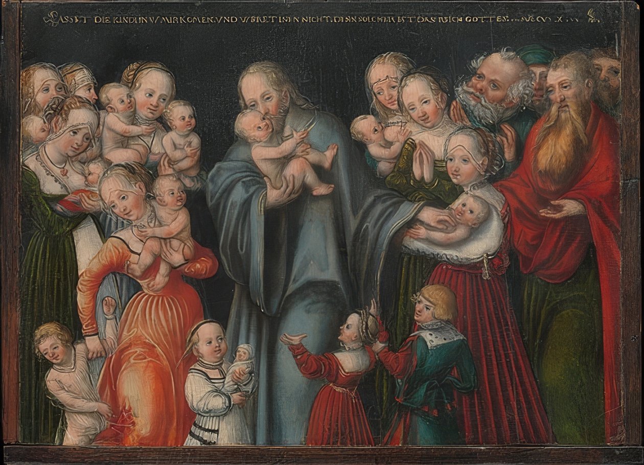 Krisztus megáldja a gyermekeket. 1545--50 körül alkotó: Lucas Cranach the Younger