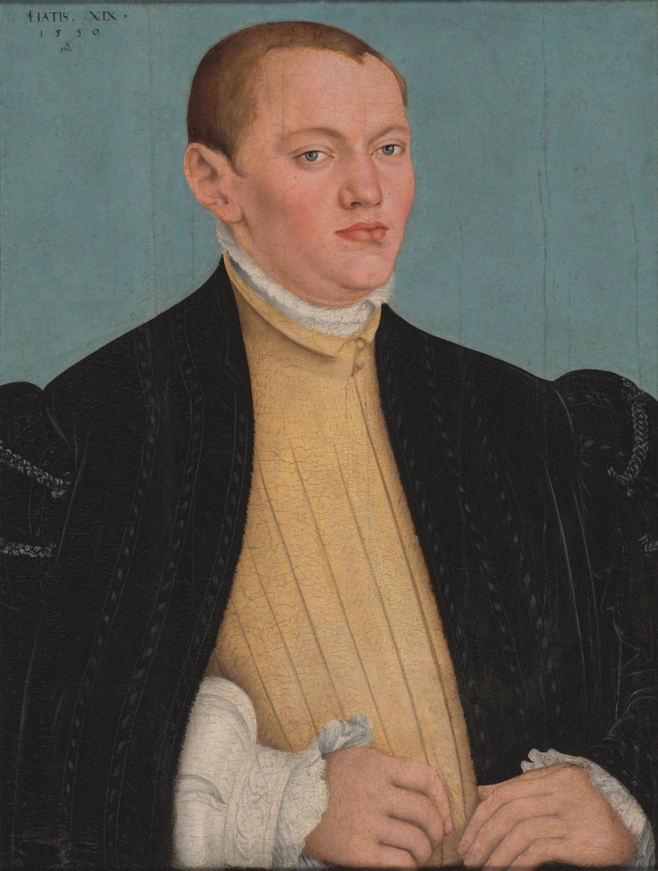 Német: Bildnis eines jungen Mannes Egy fiatal férfi portréja alkotó: Lucas Cranach the Younger