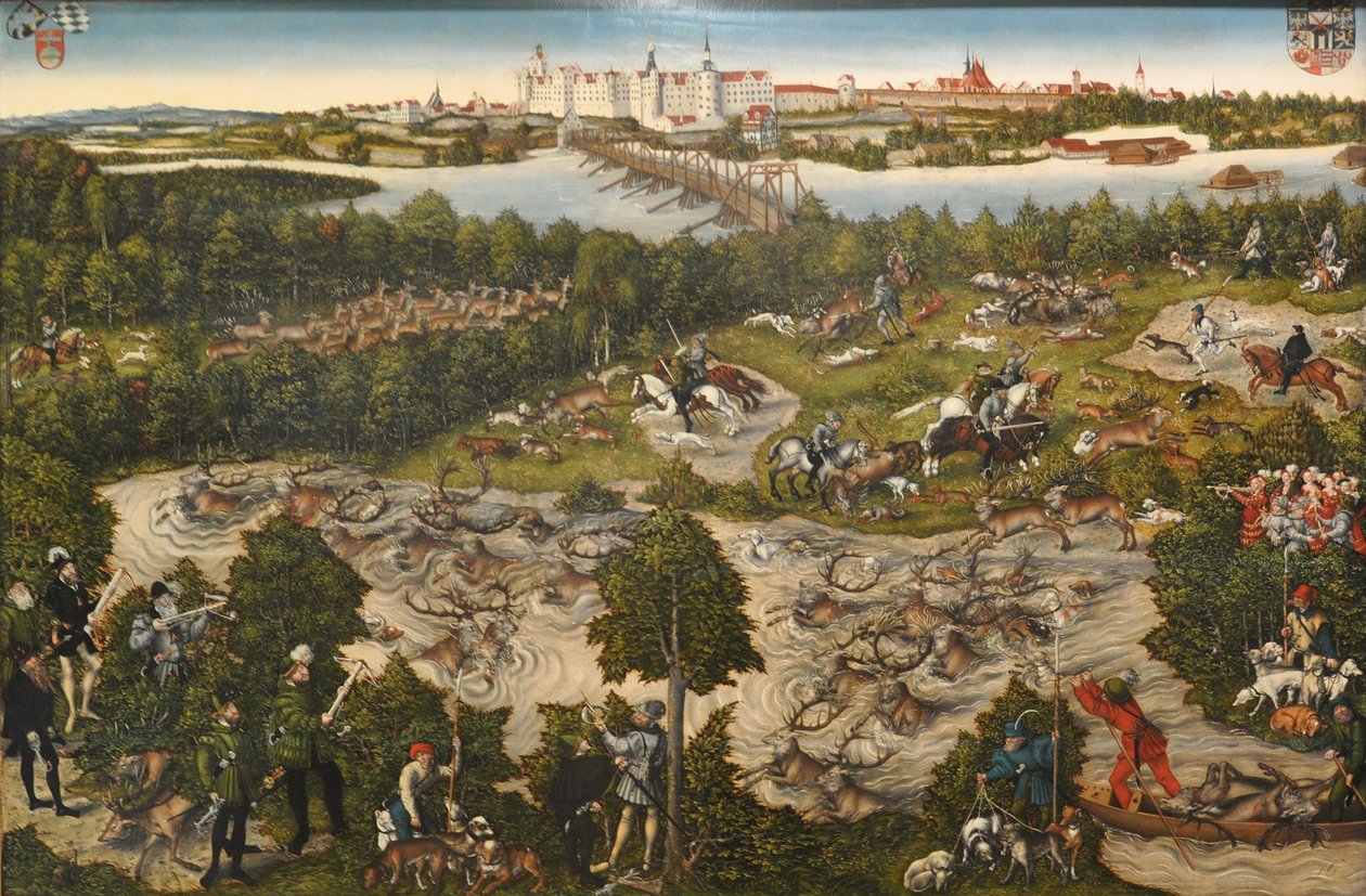 Német: Johann Friedrich választófejedelem szarvasvadászata I. János Frigyes szász választófejedelem szarvasvadászata alkotó: Lucas Cranach the Younger