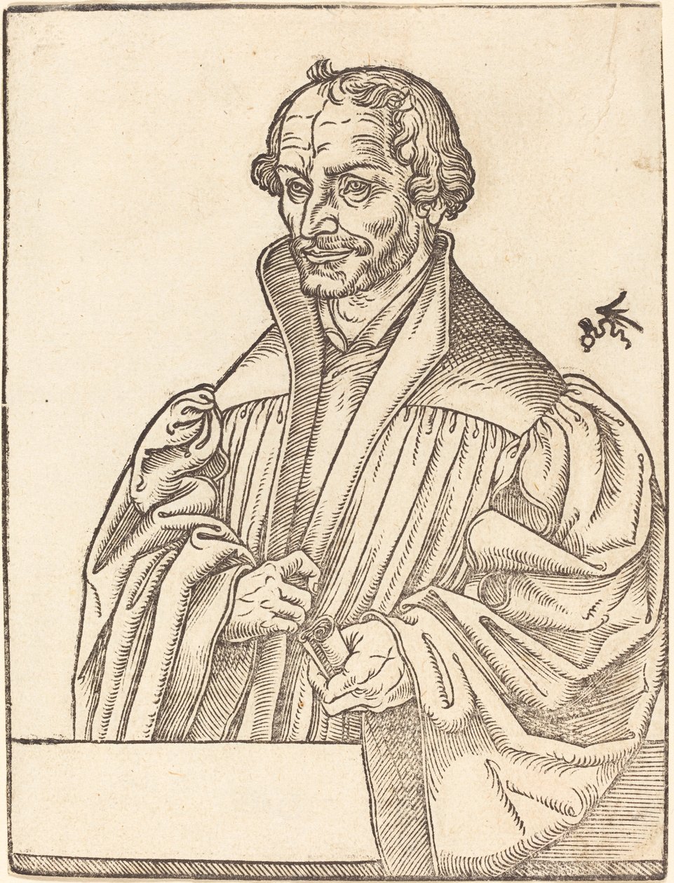 Philip Melanchton, Félhosszúság balra, Mellmunka mögött állva alkotó: Lucas Cranach the Younger