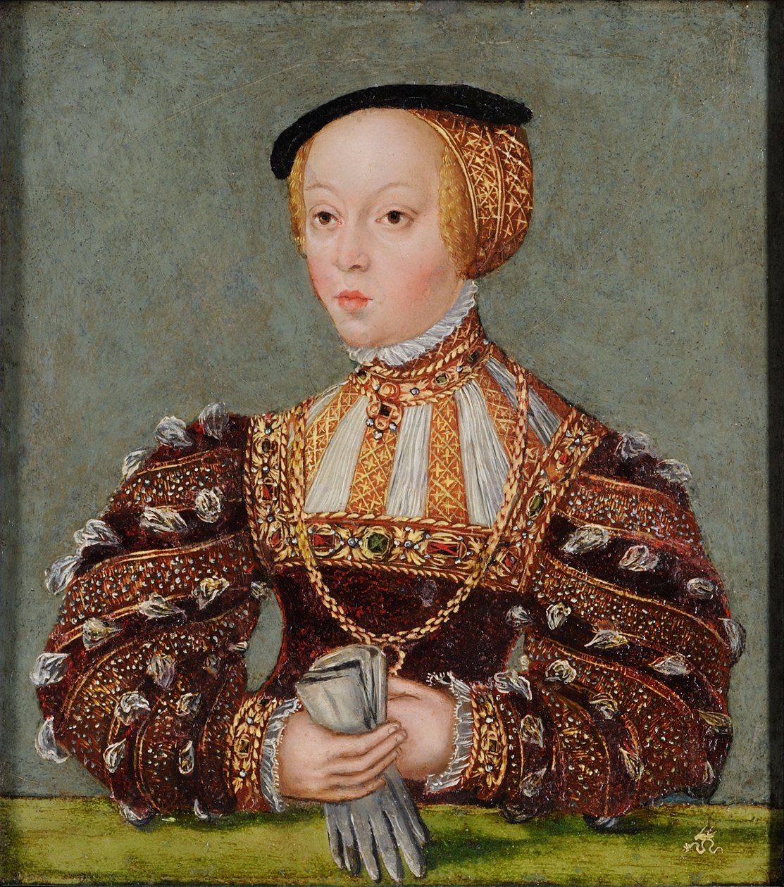 Lengyel: Habsburg osztrák Erzsébet portréja (1526-1545), Augustus Zsigmond első felesége, Ausztria Erzsébetje. alkotó: Lucas Cranach the Younger