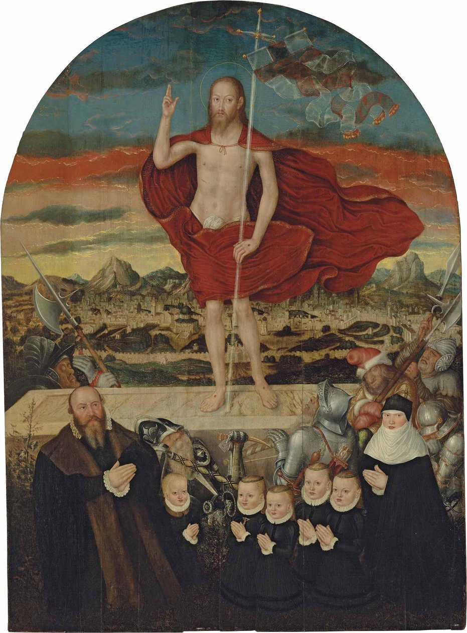 A feltámadt Krisztus egy donor családdal alkotó: Lucas Cranach the Younger