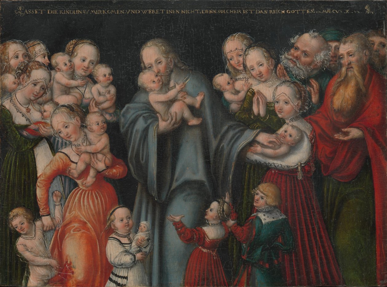 Német: Christus segnet die Kinder Krisztus megáldja a gyermekeket alkotó: Lucas Cranach the Younger and workshop
