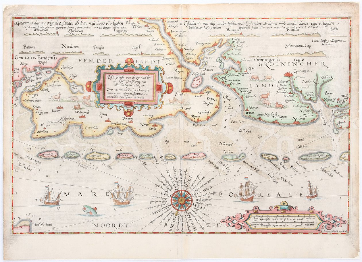 Kelet-Friesland 1584-es Waghenaer-térkép alkotó: Lucas Janszoon Waghenaer