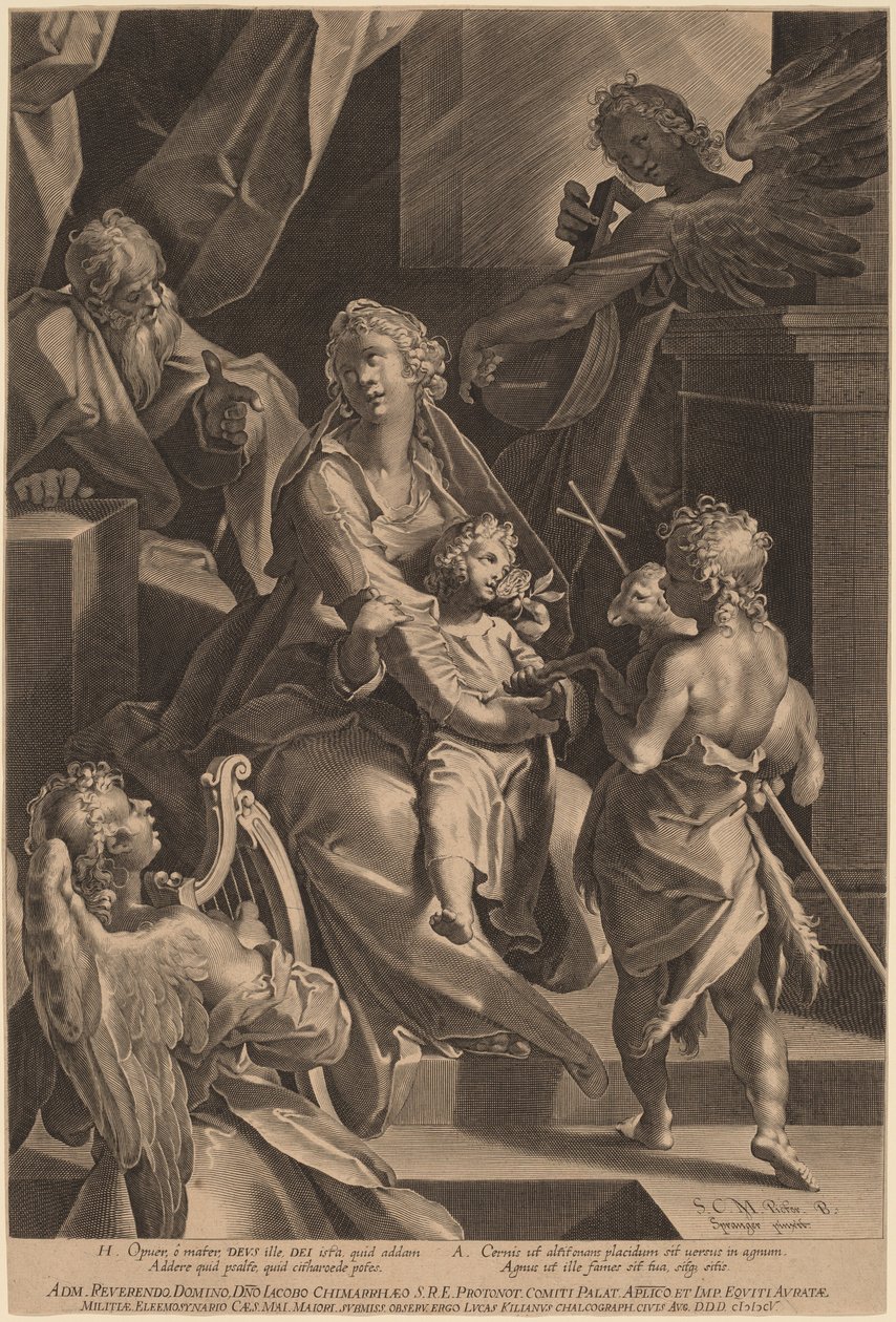 A Szent Család és a két angyal alkotó: Lucas Kilian, after Bartholomaeus Spranger