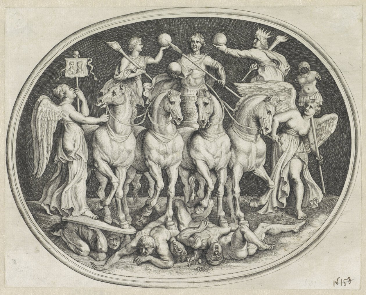 Allegorische triumph van Keizer Licinius Az Agati Antique különféle figurái (sorozat címe) alkotó: Lucas Vorsterman (I)