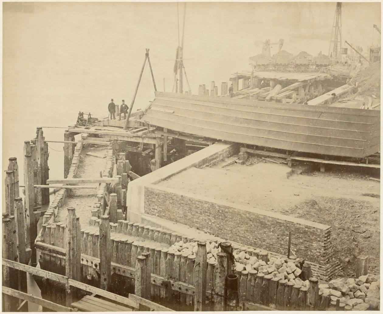 A kibővített Limehouse-medence építése, London, 1869. május alkotó: Lucas and Tuck