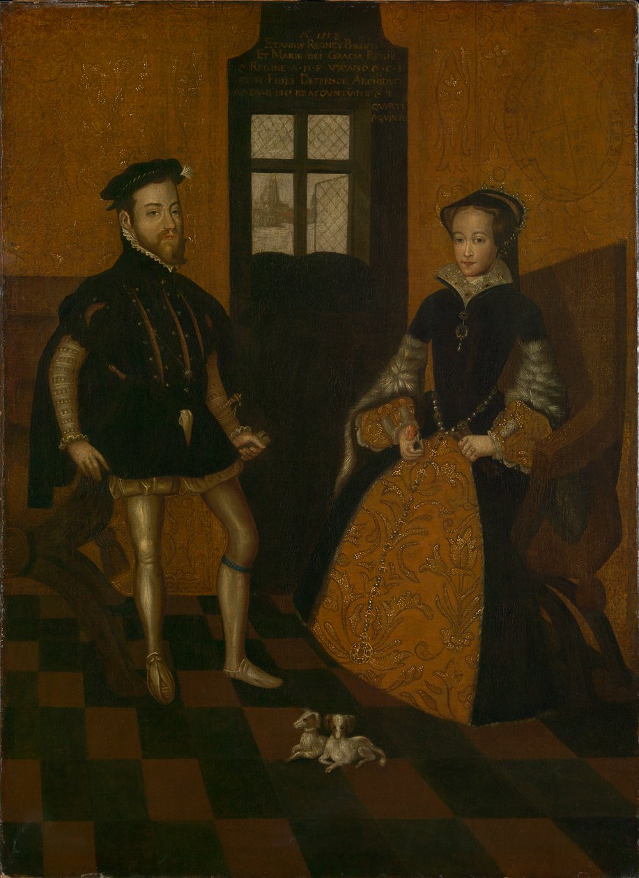 I. Mária angol és II. Fülöp spanyol (olaj, vászon) alkotó: Lucas de (after) Heere