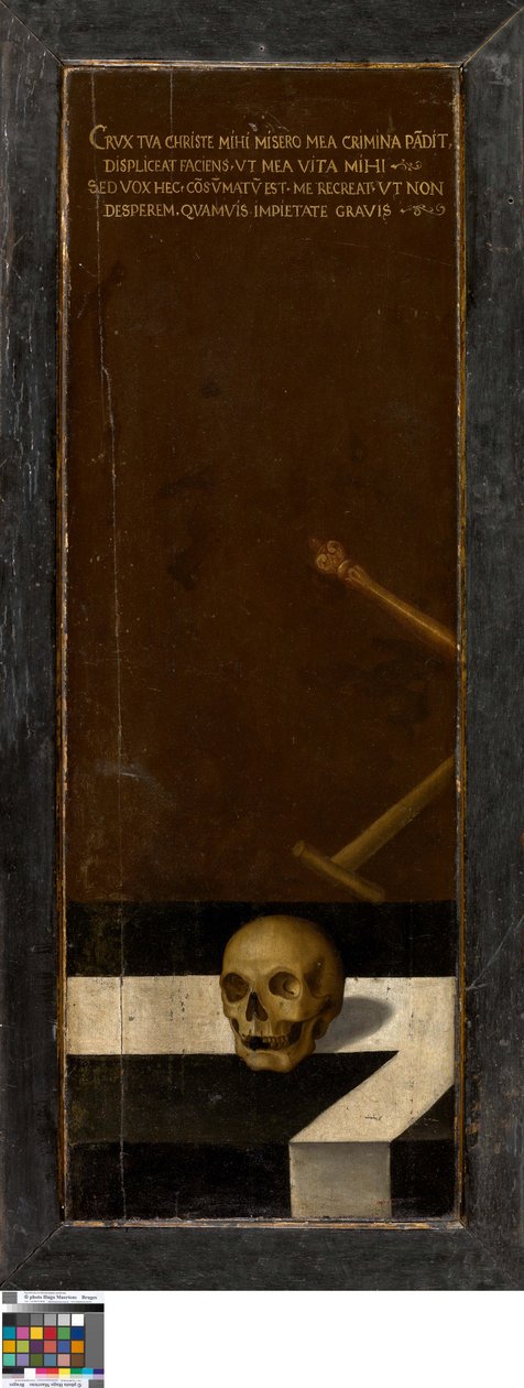 Keresztelő János (bal szárny), Adományozó (jobb szárny), Vanitas csendélet (zárt) alkotó: Lucas de Heere