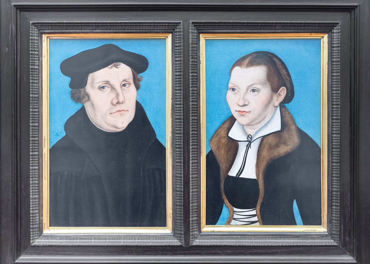 Luther Márton és felesége, Katharina von Bora portréi alkotó: Lucas the Elder (workshop of) Cranach