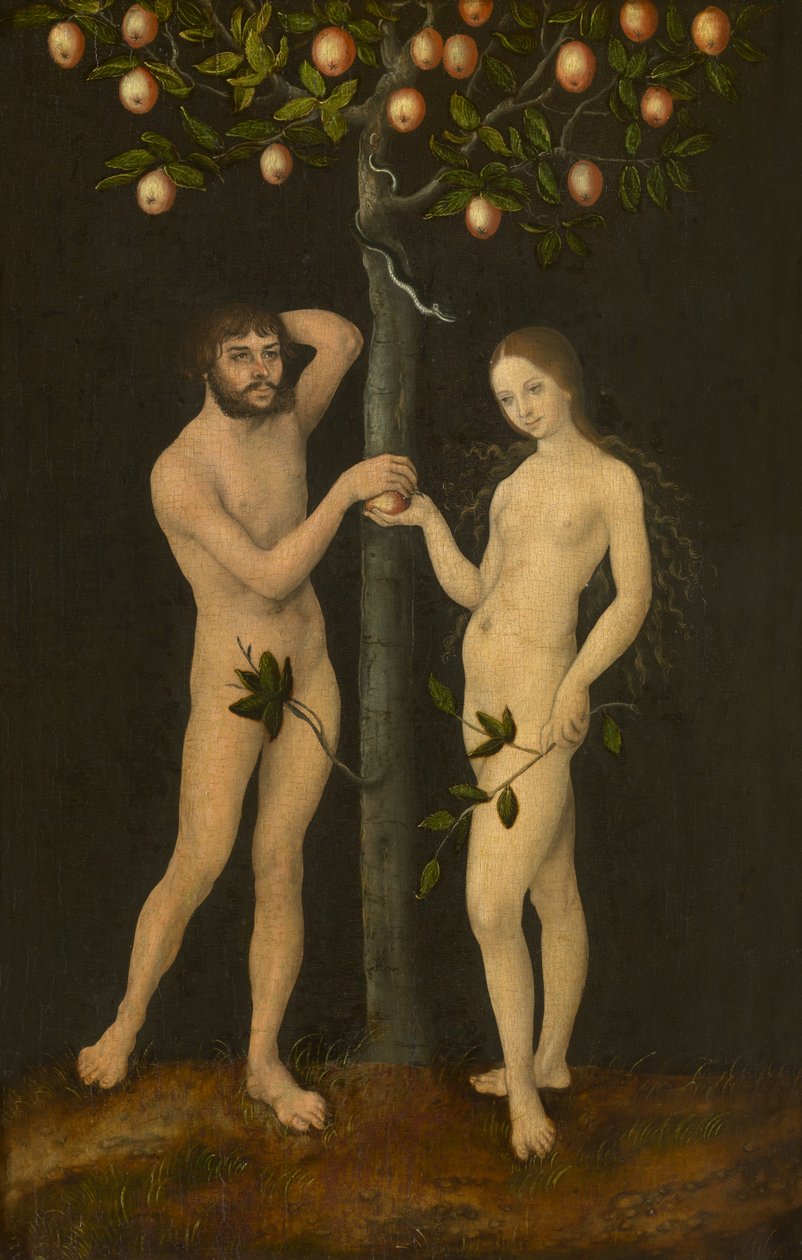 Ádám és Éva (olaj a panelen) alkotó: Lucas the Elder Cranach