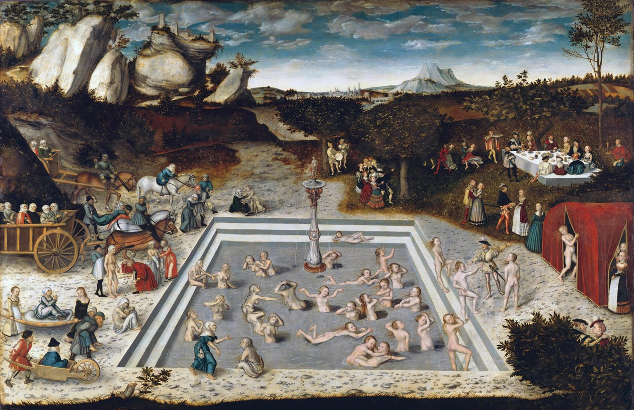 Fiatalság kútja – Az ifjúság kútja, Cranach, Lucas, az idősebb (1472-1553). Olaj, fa alkotó: Lucas the Elder Cranach
