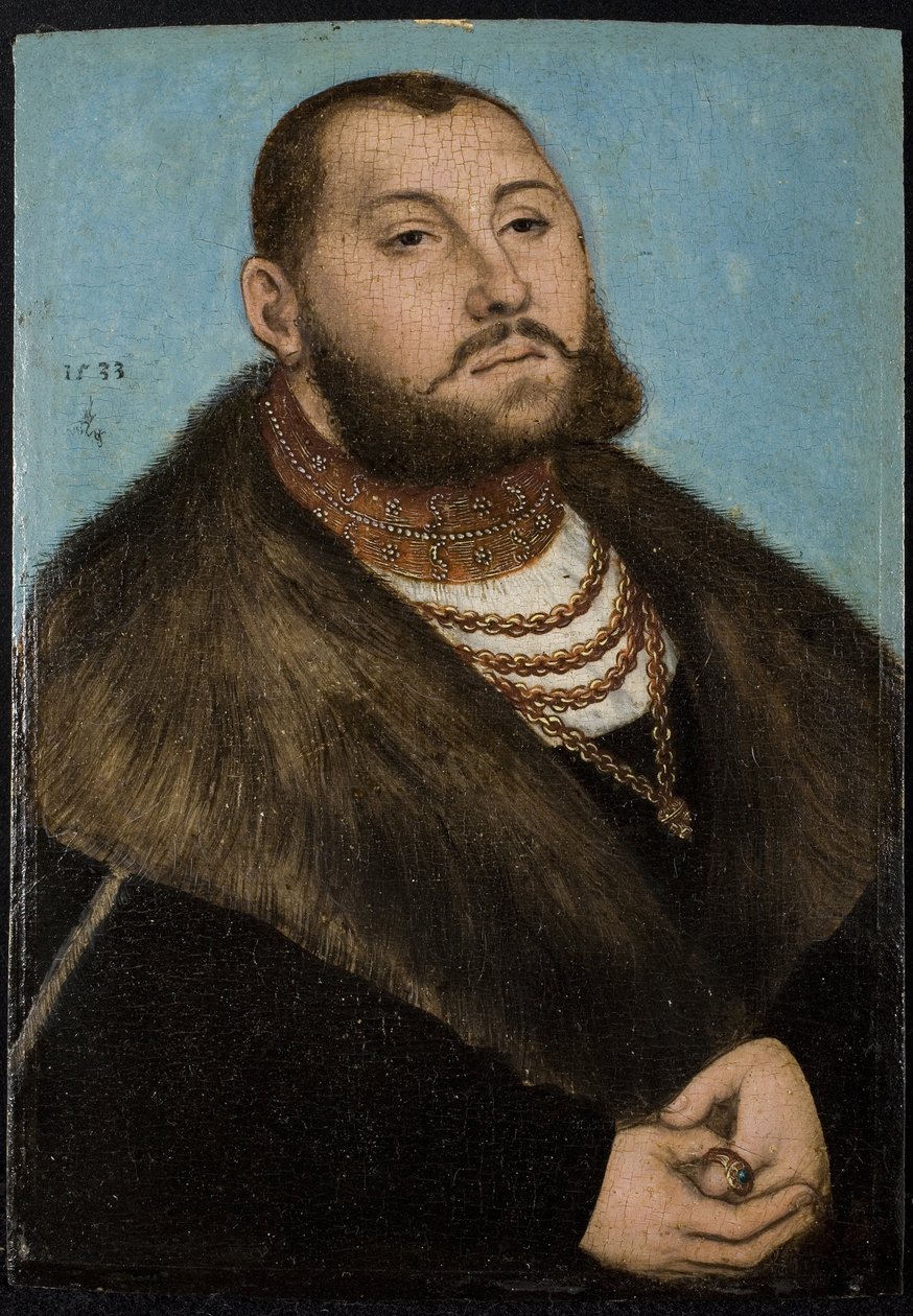 Jean-Frederic (Jean Frederic) Ier de Saxe dit le Magnanime- I. János Frigyes, Szászország választófejedelme (1503-1554) - Cranach, Lucas, az idősebb (1472-1553) - 1533 - Olaj, fa - 20x14 - Museo del Prado , Madrid alkotó: Lucas the Elder Cranach