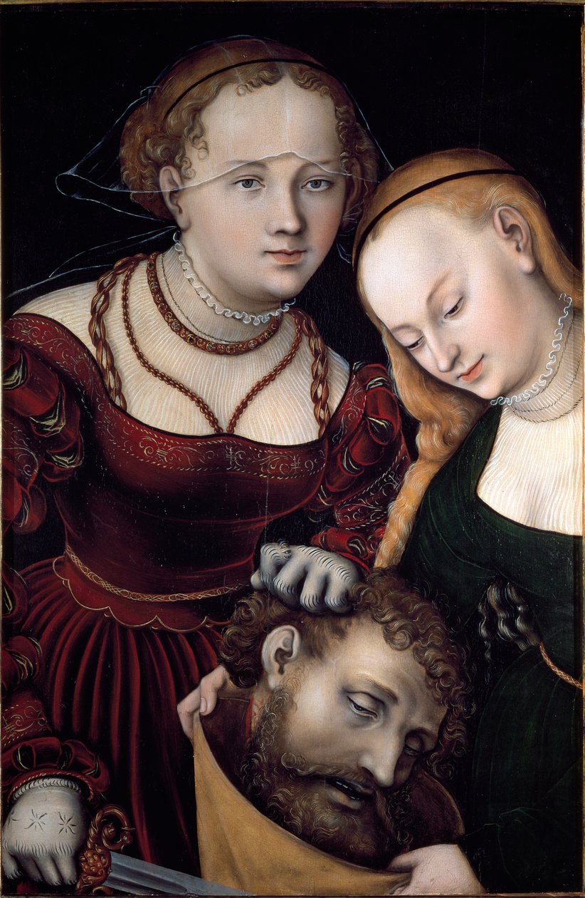 Judith szobalánnyal és Lucas Cranach, the Elder Holoferne-festményének feje (1472-1553) 1530 V. 77x52,5 cm Bécs, Kunsthistorisches Museum - Judit Holofernész fejével és egy szolgálóval. Olaj, fa 77 x 52,5 cm alkotó: Lucas the Elder Cranach