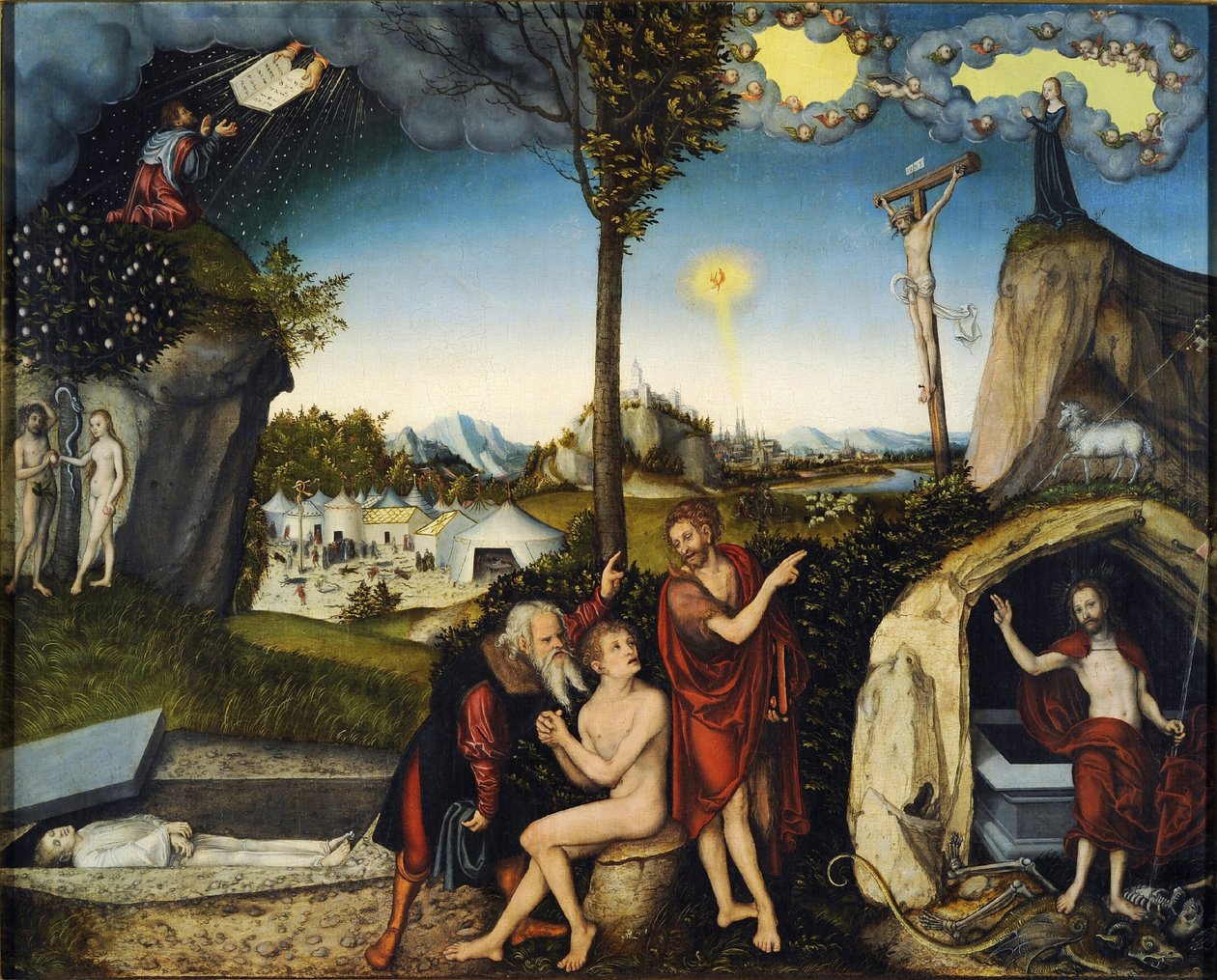 La loi et la grace - Törvény és kegyelem - Cranach, Lucas, az idősebb (1472-1553) - 1529 - Tempera a panelen - 72x88,5 - Nemzeti Galéria, Prága alkotó: Lucas the Elder Cranach