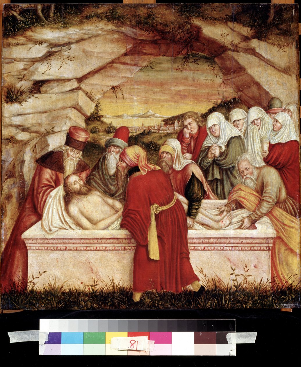 "La mise au tombeau" (A síremlék) Idősebb Lucas Cranach (1472-1553) festménye fára 16. századi Puskin Múzeum, Moszkva alkotó: Lucas the Elder Cranach
