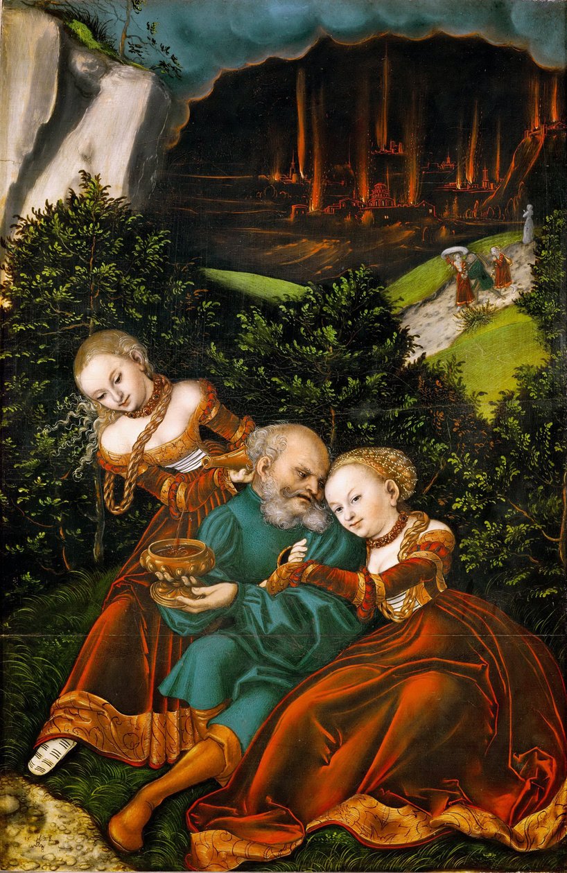 Loth et ses filles - Lót és lányai - Lucas Cranach, az idősebb (1472-1553). Olaj, fa alkotó: Lucas the Elder Cranach