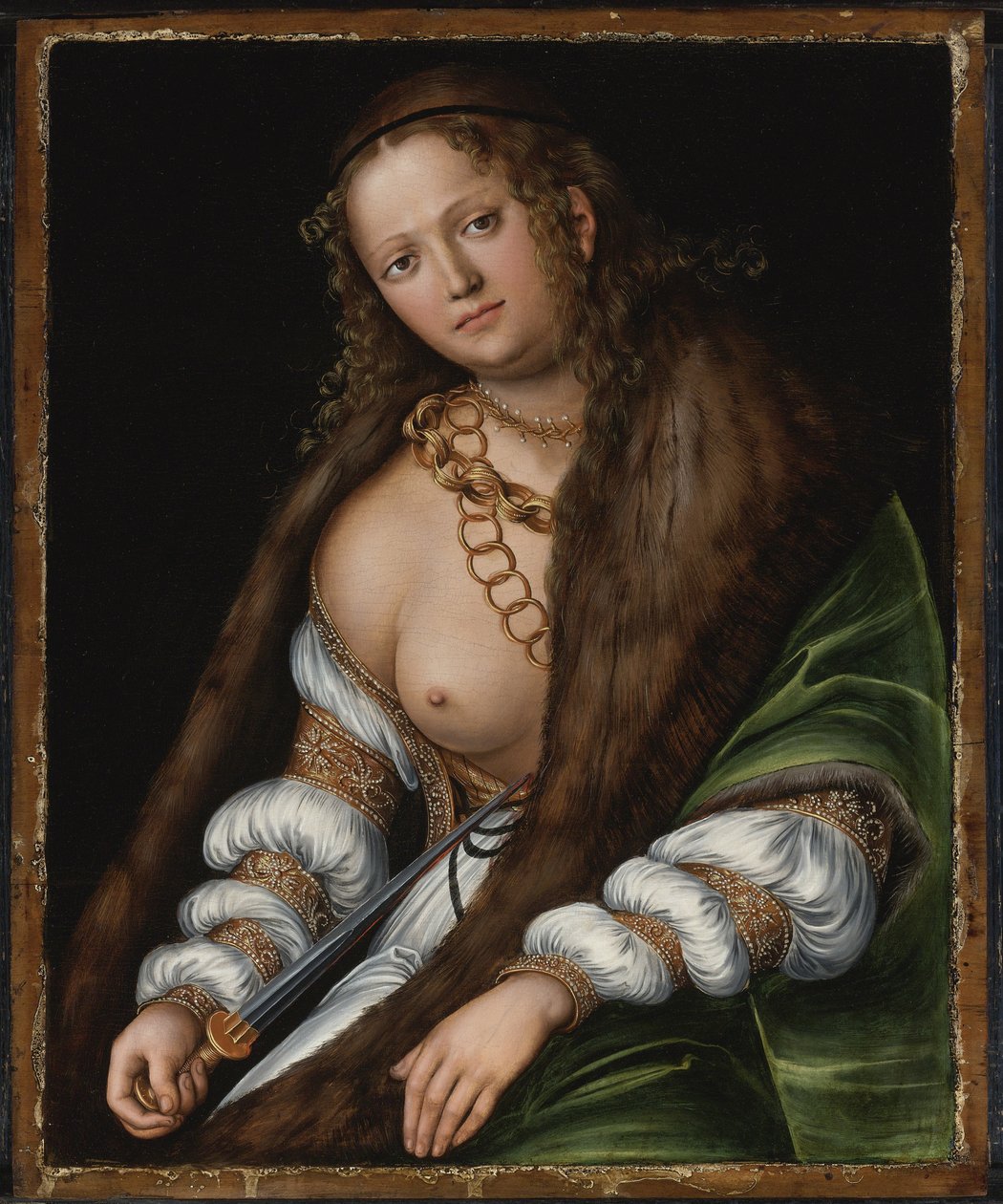 Lucrece - Lucretia par Cranach, Lucas, az idősebb (1472-1553). Olaj, fa, méret: 60,3x48,9, , Magángyűjtemény alkotó: Lucas the Elder Cranach
